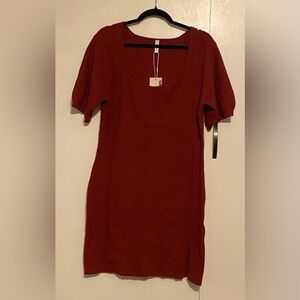 Dokotoo Womens Ribbed Sweater Dress, Wine Red, 2XL